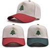Flexible Color Block Cotton Baseball Cap With Embroidery Christmas Tree Pattern Unisex Casual Sun Protective Headwear