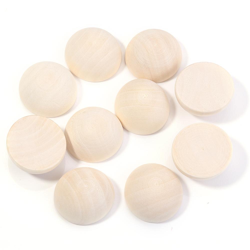5-50pcs Natural Half Round Wooden Beads 10-50mm Half Unfinished Wood Balls Split Wood Beads For DIY Crafts Toy Home Decoration