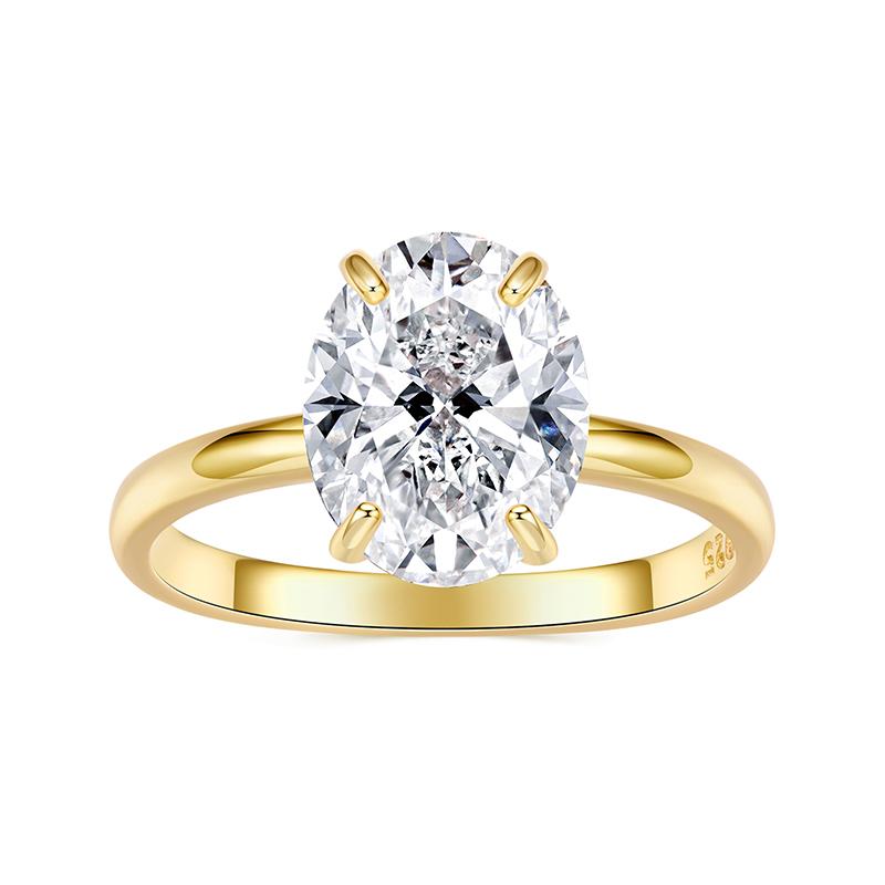 BAMOER 3.5CT CZ Oval Cut Ring 925 Silver 4 Prongs Halo Engagement Band Ring for Women Wedding Promise Jewelry Gift