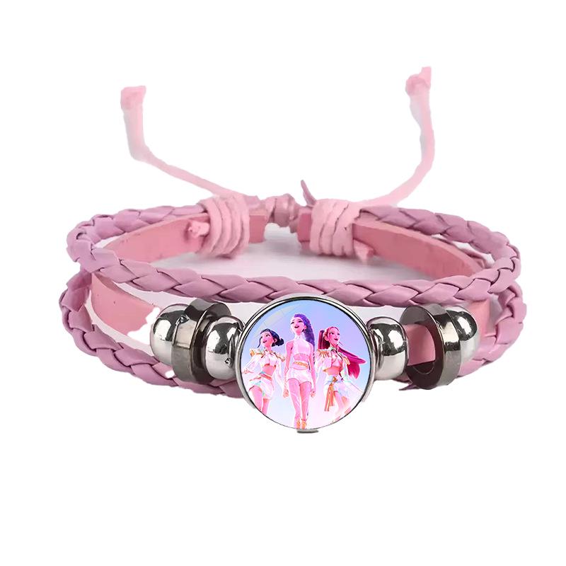 Cross-border Fashion Demon Hunter Bracelet: Time Gem Bangle for Men and Women, Couple's Leather Woven Black Hand Rope