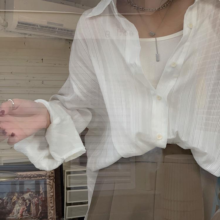 2025 Spring Chic Solid Color Sun Protection Shirt: Versatile, Loose, and Stylish Lapel Design for Women