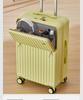 20-Inch Leather Front-Opening Suitcase with Universal Wheels and Combination Lock - Large Capacity for Men and Women