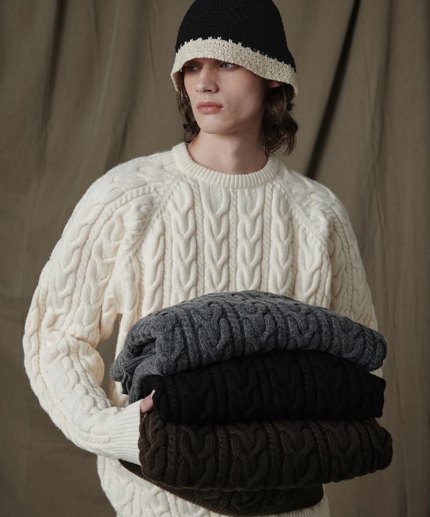 GLW Raglan Cable Knit Ivory