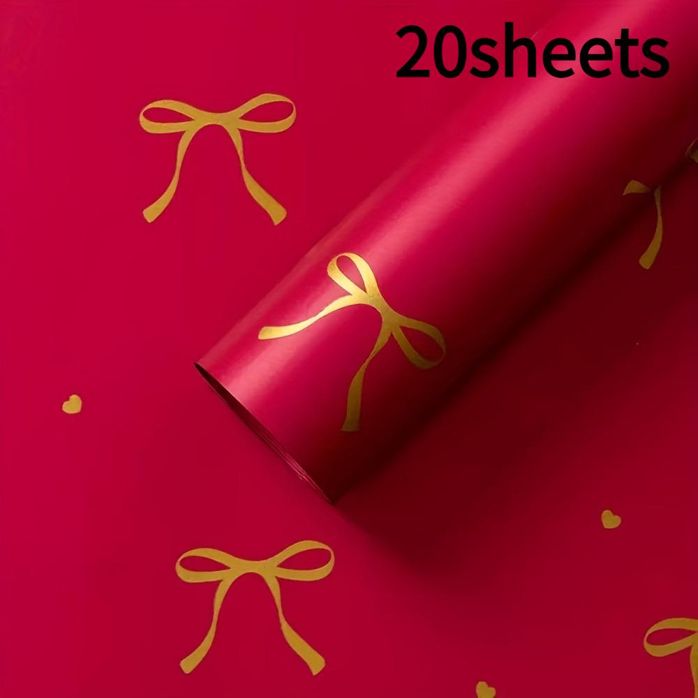 20 Sheets of Thick Gift Wrapping Paper with Golden Foil for Decorating Gifts