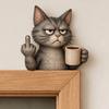 Farmhouse Door Topper Decor Middle Finger Animal Corner Sign, Funny Wooden Winter Seasonal Frame Decoration, Wall Hanging Ornament for Festive Doorway