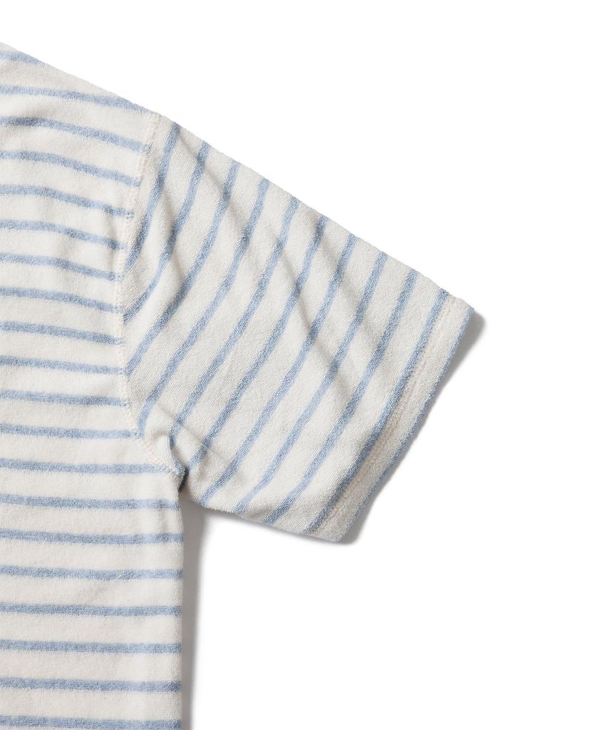AMFEAST Striped Terry Pocket T-Shirt Pale Blue