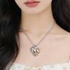 Lucky Double Elephant Necklace I Love You Forever Heart Pendant Valentines Gift