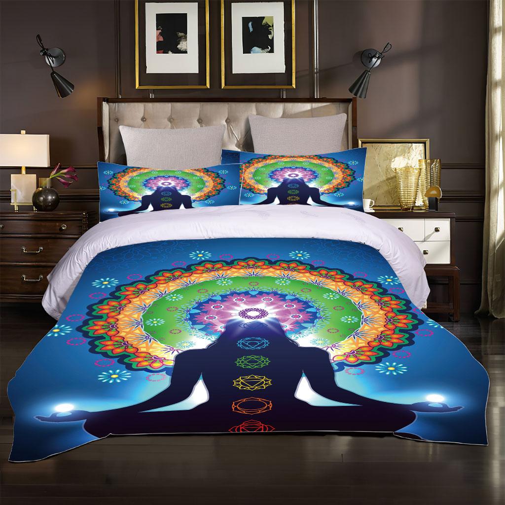 Duvet Cover King Queen Size 3D  Bedding Set Adults Women Buddha Statue Polyester Quilt Cover + 2 Pillowcase Fashion