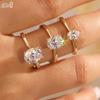 Effie Queen Genuine 925 Silver 14k Gold 8A Oval Zirconia Ring Simple Jewelry for Women, Men Banquet Party Birthdays Gift LZR35