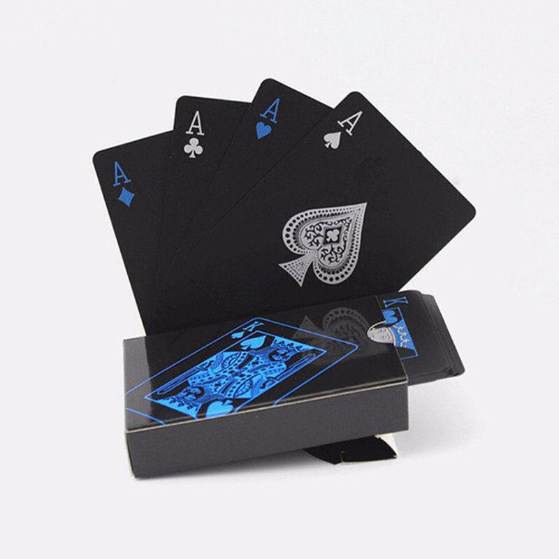 Premium Quality Black Plastic Poker Playing Cards Waterproof Magic Game Set