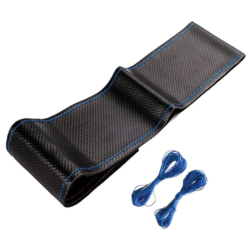 38cm Car Genuine Leather Steering Wheel Braid Cover Hand-stitched Soft Non-slip Auto Interior