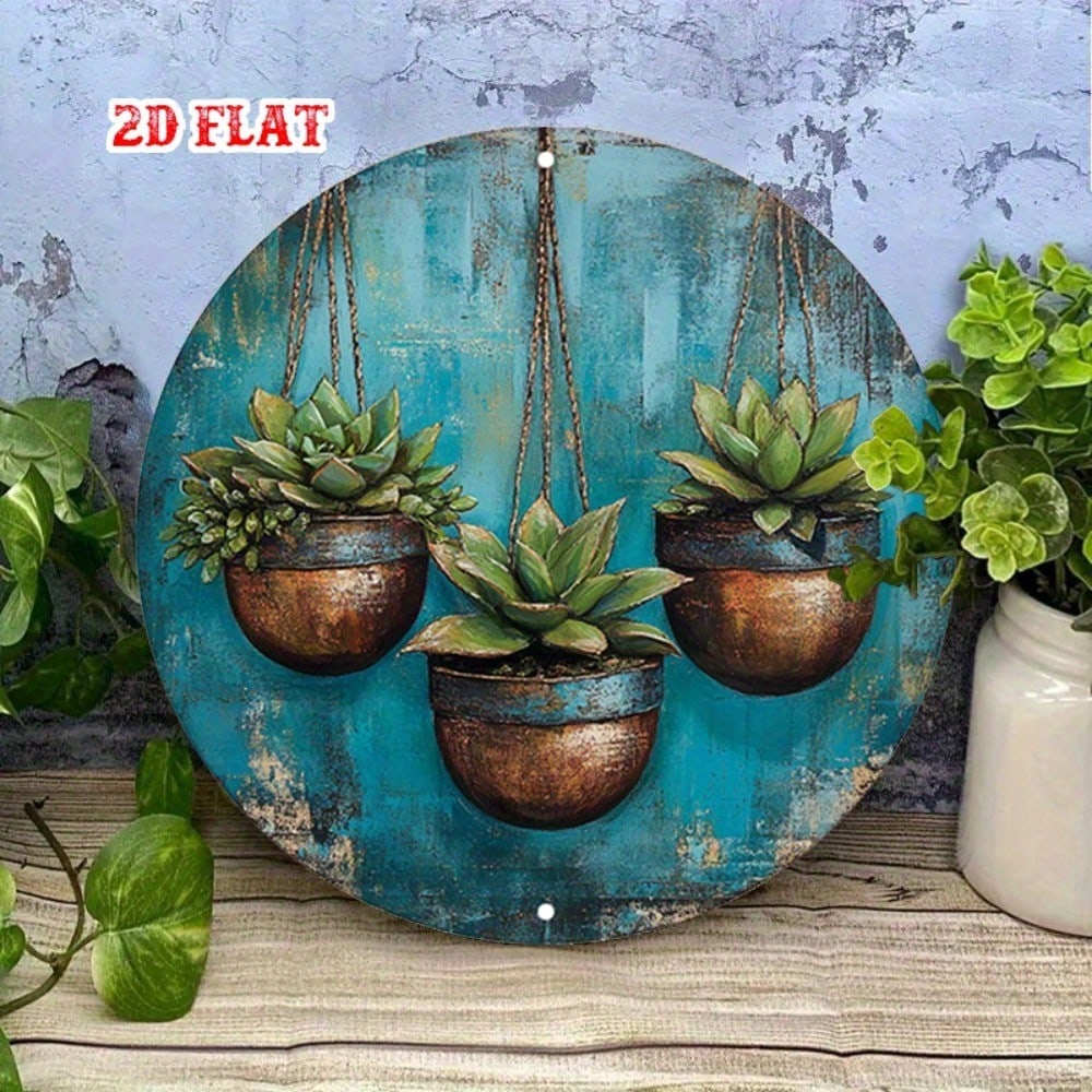 Vintage Metal Wall Decor Set Indoor Hanging Art Aluminum Plant Pot Wall Sculpture