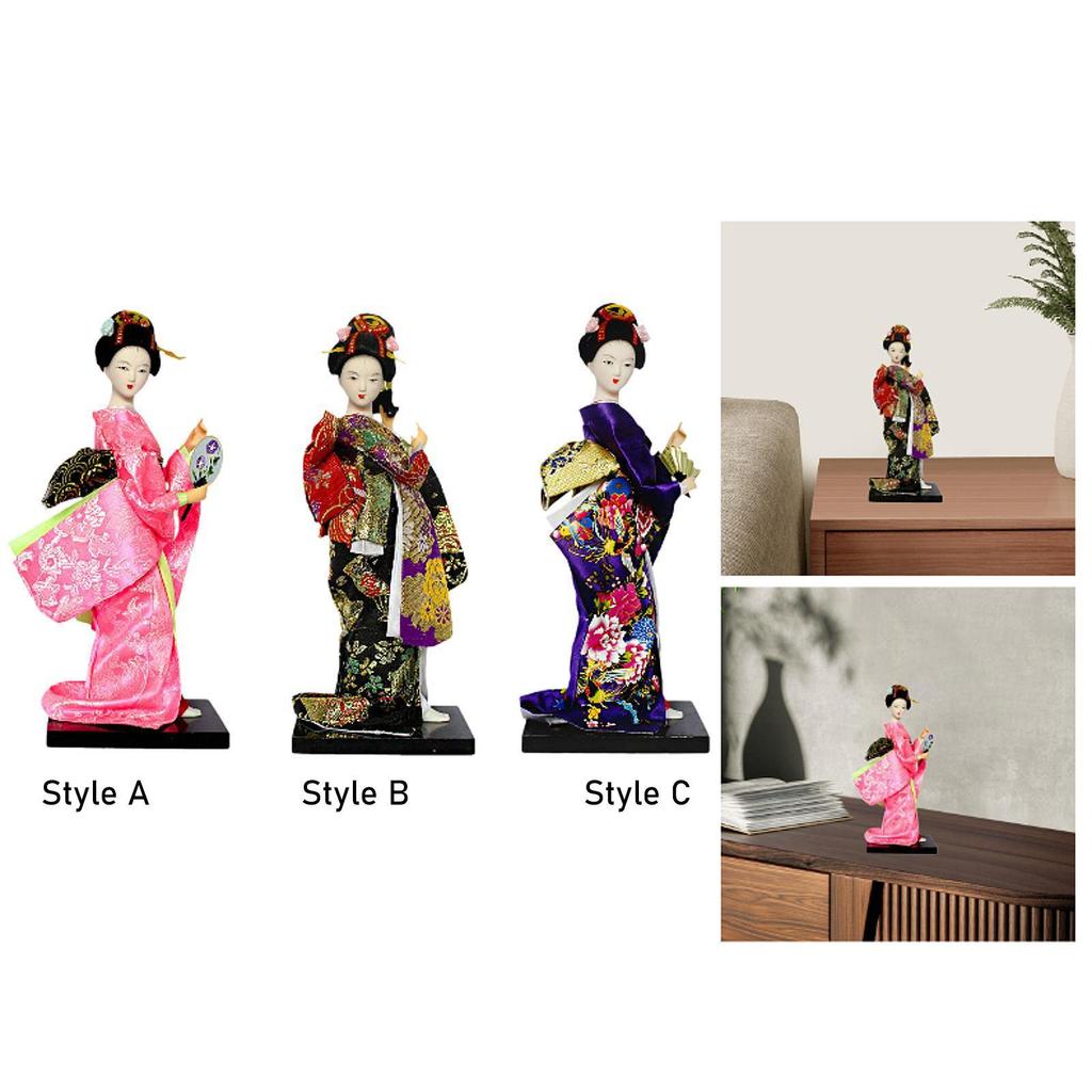 Japanese Kimono Doll Figure Centerpiece Desk Ornament Collectible Statue Lady