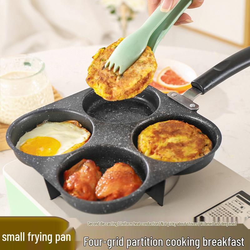 Bakelite Handle Non-Stick Breakfast Frying Pan with Multi-Hole Mold for Eggs, Pancakes, and Burgers