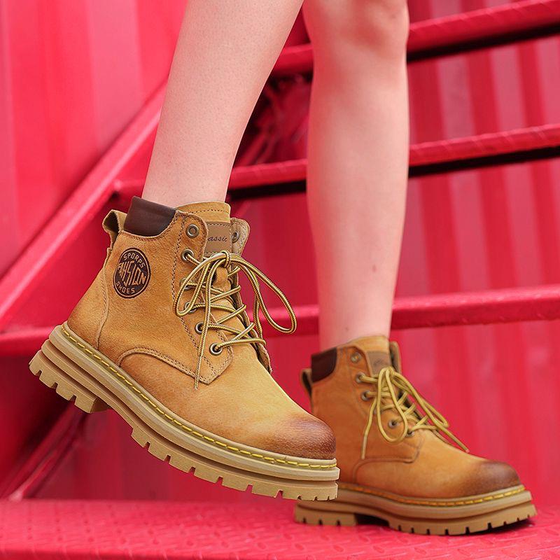 Men's and Women's Retro Style Plush Lined Leather Martin Boots - Trendy British High-Top Work Boots
