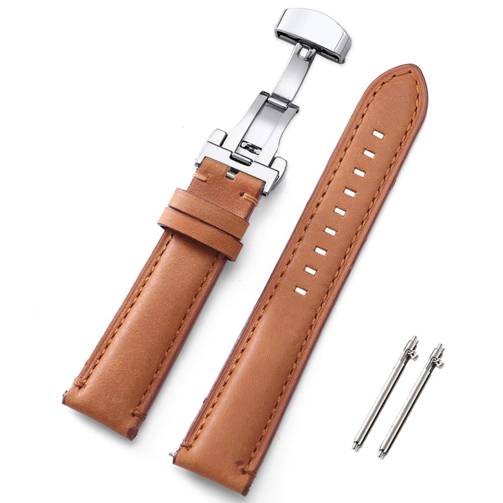 Handgefertigtes Retro-Ölwachs Echtes Kalbslederarmband 20mm 22mm 24mm Schnellverschluss Armband Gürtel für Herren Damen Uhrenarmband Zubehör