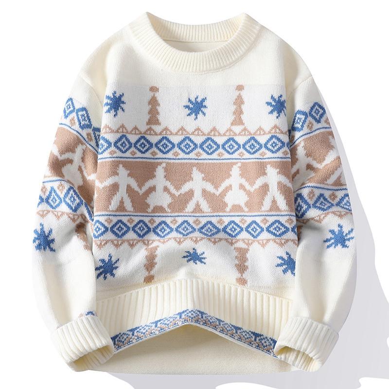 Knit Sweaters for Men Crewneck Loose Fit Lightweight Sweater Men's Casual Twist Textured Patterned Cable Knitted Pullover Sweaters for Christmas