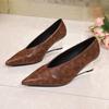 New Retro High Heels Women's Thin Heel Temperament Design Versatile Pointed French 7cm Wedge Heel Women's Shoes