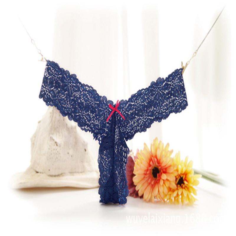 

Женские стринги, сексуальное нижнее белье, прозрачные кружевные трусики, бесшовные трусы с низкой посадкой, мягкие интимные трусы one size синий