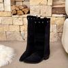 Stivali Western da Cowboy da Donna con Tacco Spesso Vintage alla Moda Scarpe Combinazione Designer Splicing Stivaletti Lunghi da Donna Autunno Inverno