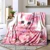 Pink Butterfly Kitten Throw Customizable Blanket Personalized Name Soft Warm Cozy Perfect For Sofa Couch Office Bed Picnics For All Occasions Cozy