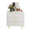 Chest of Drawers with 3 Drawers, Sideboard with Modern Design, Storage Cabinet, White and Gold-H72/B80/T40 cm