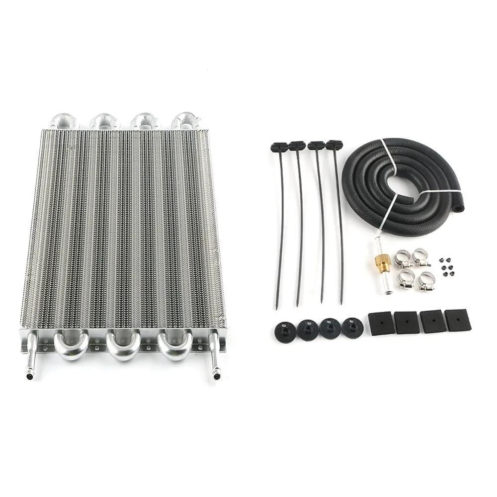 Evrensel 8 Sıralı Alüminyum Şanzıman Radyatörü Yağ Soğutma + 10 İnç 12V Araba Klima Elektronik İnce Fan Soğutma Kiti