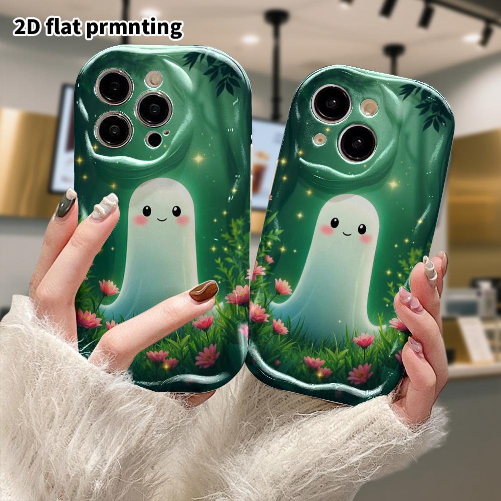 Phone Case: 2D Flat, Suitable for iPhone 18 17 16 15 14 13 12 Pro Protective Case, Phone Decoration, Soft Glow Little Ghost, Halloween and Christmas G