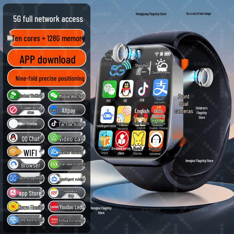 Orologio Smart 5G di Punta per Bambini: Pronto per la carta, Multifunzionale, Impermeabile, Capacità di localizzazione per ragazzi e ragazze.