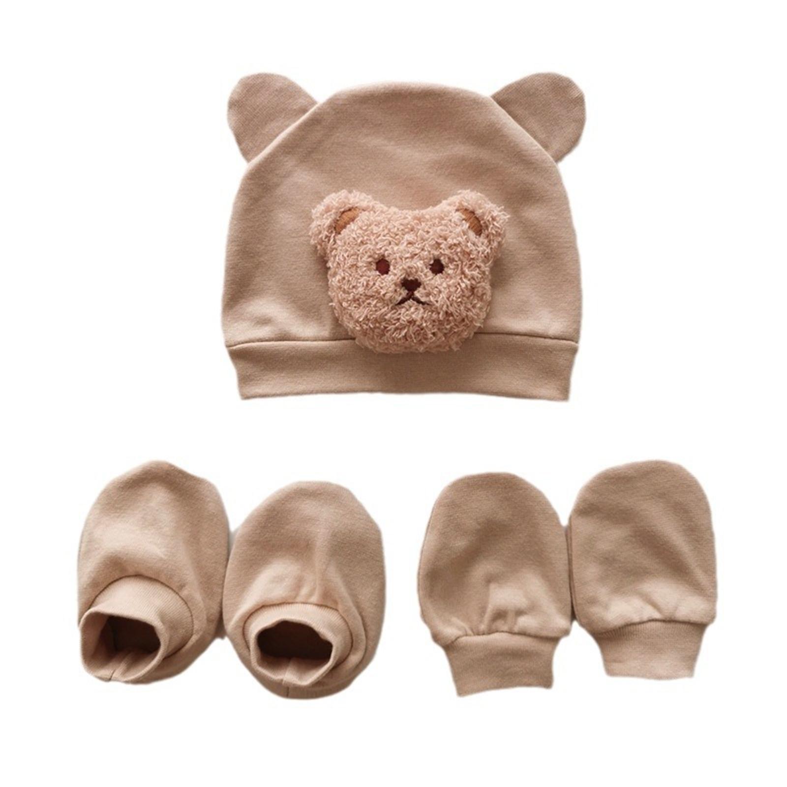 

Милая шапочка для младенца с подходящими перчатками и носками. Идеальный подарок на день рождения для новорожденных. Мягкая и удобная детская шапочка. 2 абрикосовый