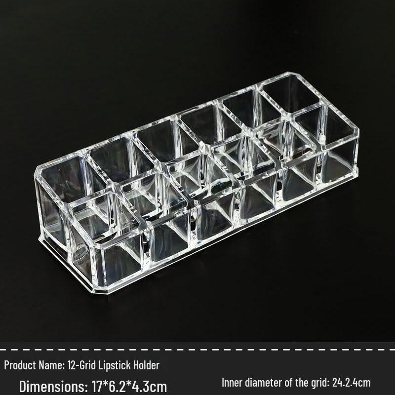 

Lipstick Holder Display Stand - Cosmetic Storage Organizer with 12 Grids for Makeup Items