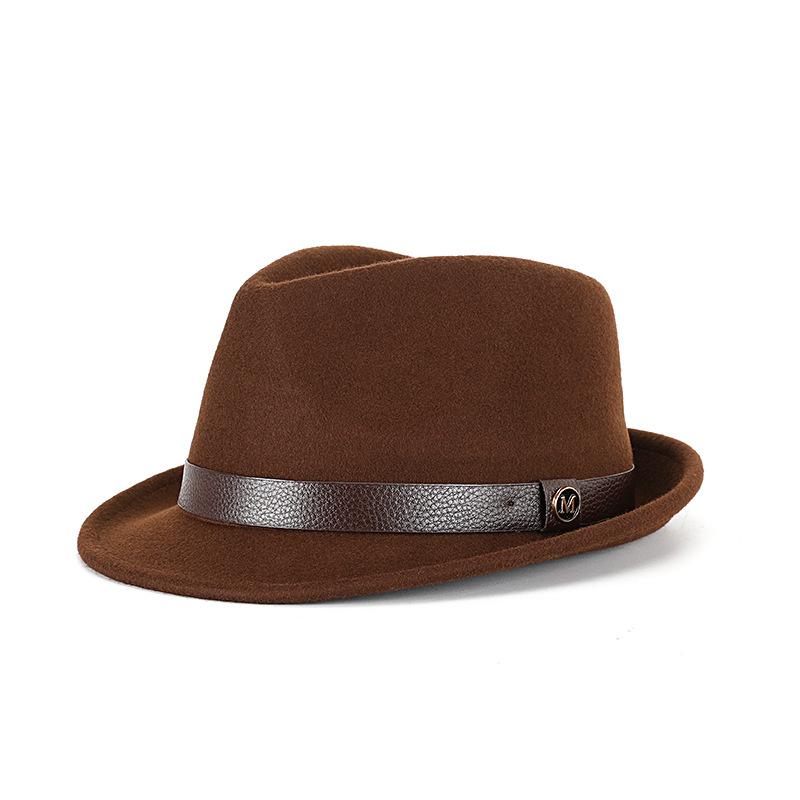 Hat autumn and winter pure wool top hat woolen retro French British jazz hat rolled edge felt hat