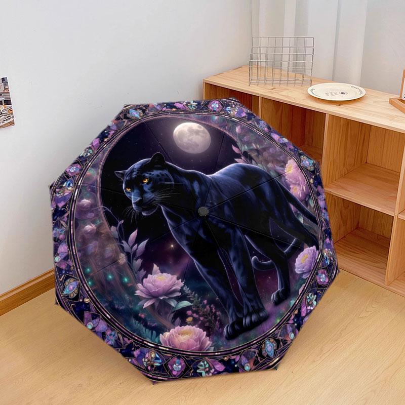 PsychedelicAnimals Pattern Pattern New Style Umbrella, 1 Piece Automatic Folding Umbrella, Portable Travel Umbrella, Outdoor Umbrella, Birthday Gift