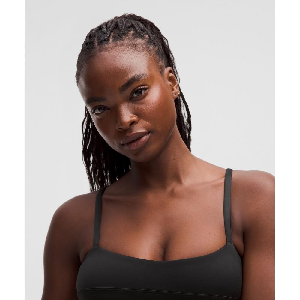 Lululemon Satin Spaghetti Strap Yoga Bra  Light Support  C D Cup blaCk