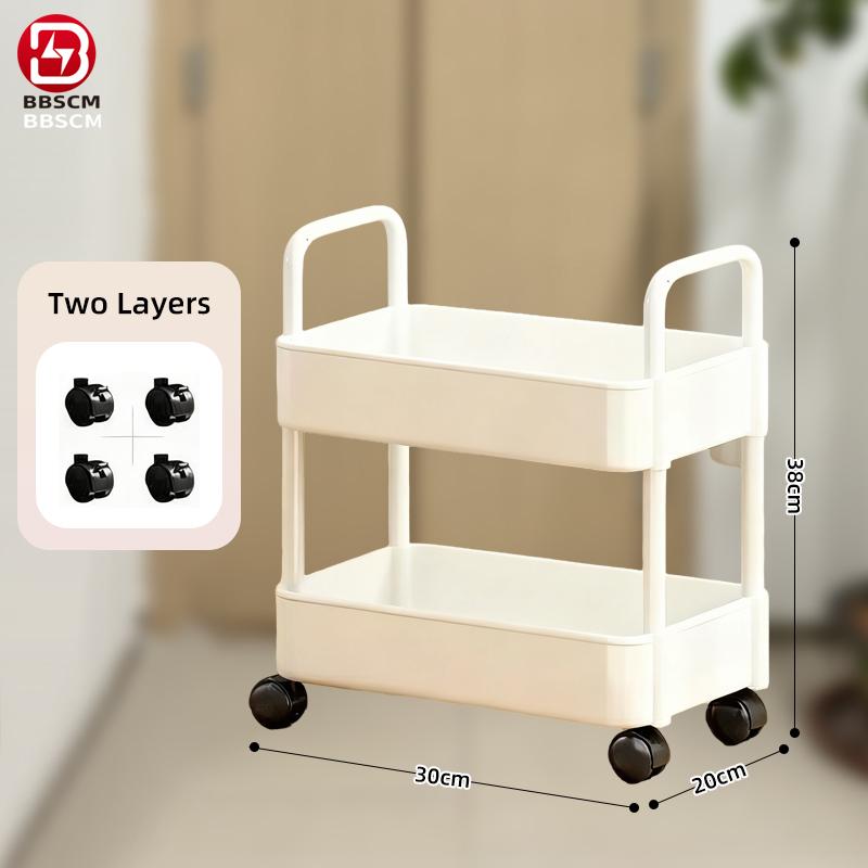 Wheeled 2/3/4/5 Tier Mobile Storage Rack Trolley Organizer Plastic Kitchen Organizers Household Cart Mobile Trolley Bookshelf 3 Layer