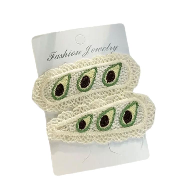 

Pack of 2 Friendly Hair Clip Fruit and Lace Embroidered for Girls Comfortable Wear Hairpin for School Activities