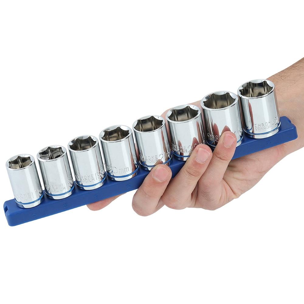 

Набор метрических головок из 9 предметов, привод 1/2 дюйма, хромованадиевая сталь, прочный, съемная планка, размеры с цветовой кодировкой, организованный дом United States