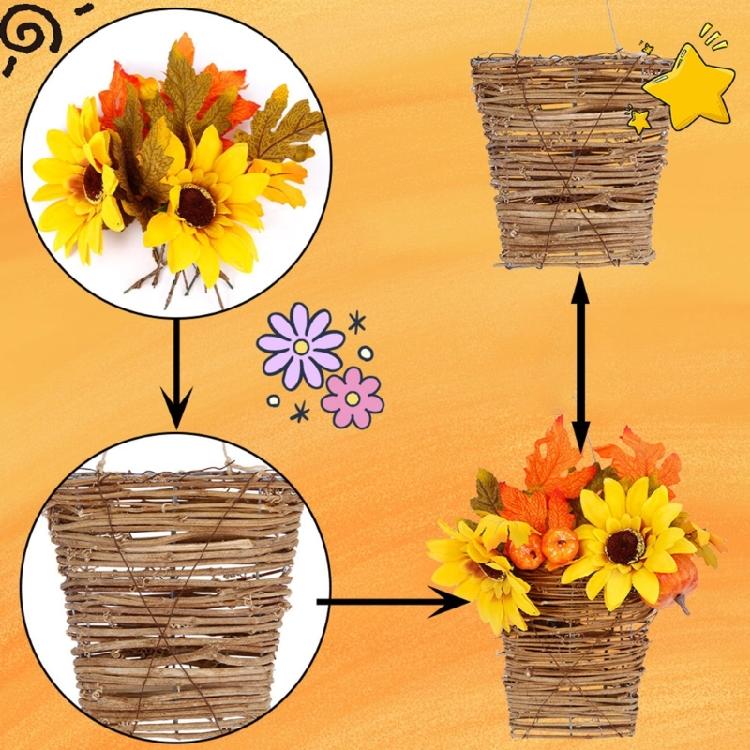 Flower Arrangement Small Flower Basket Rattan Basket Pendant Interior Decoration Handmade Flower Basket Pendant