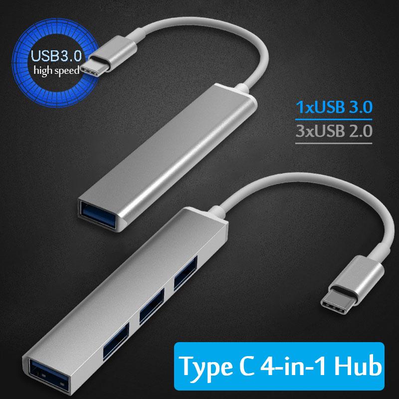 USB HUB Dock 3.0 4 Port Multi Splitter Adapter OTG Type C HUB For Lenovo HUAWEI Xiaomi Macbook Aluminum Alloy USB 2.0 3.0 Hub