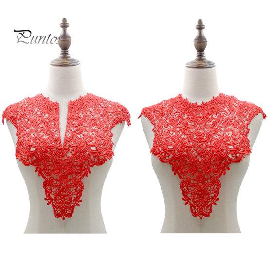 Spetsar Fake Collar Brodered Corsage Hollow Design Stora Blommor Avtagbar Fram/Back Krage Spets Applikation Kvinnlig Charm för syaffär