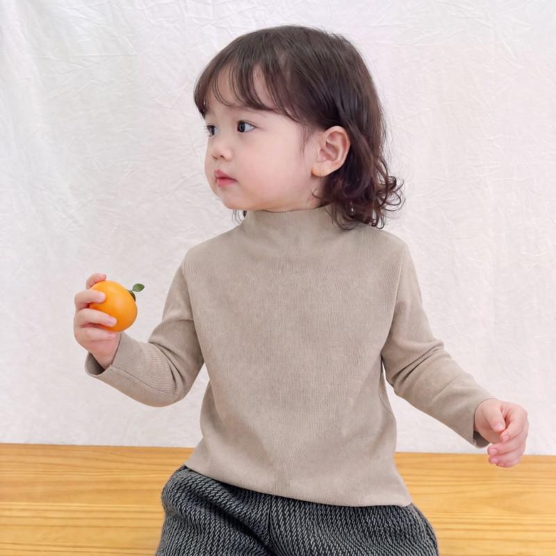 Kids Thermal Long Sleeve Base Layer Top Soft Brushed Fabric Solid Color Crew Neck Winter