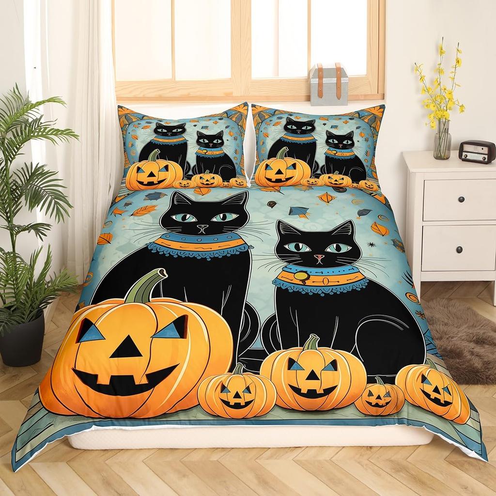 Happy Halloween Duvet Covers Queen King Size Lightweight Quilt Cover With 2 Pillowcases Horror Themed Bedding Sets No Comforter