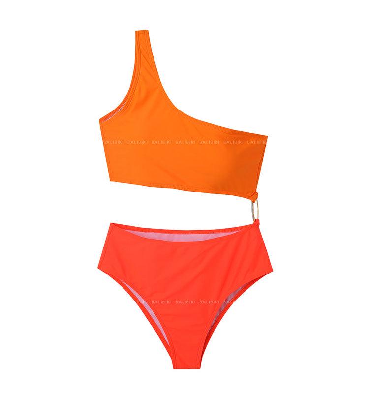 Women's Korean-Style One-Shoulder Halter Backless High-Waist Slimming One-Piece Swimsuit for Resort