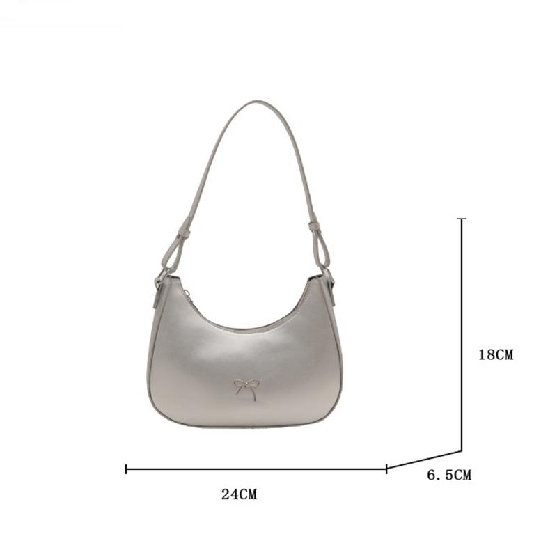 Crescent Schultertasche PU Leder Hobo Handtasche Niedliche Schleife Tragetasche Geldbörsen Unterarmtasche für Frauen Mädchen CLE