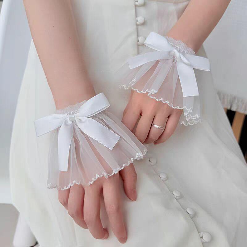 Lace Cute Decorative Flared Sleeves Sweater Ornaments Detachable Tulle Wrist Cuffs Lolita Maid Cosplay Accessories