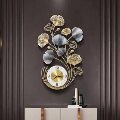 Metal Analog Wall Clock Big Antique Decorative Home Interior Stylish Watch & Silent Machine Gold for Bedroom/Living Room/