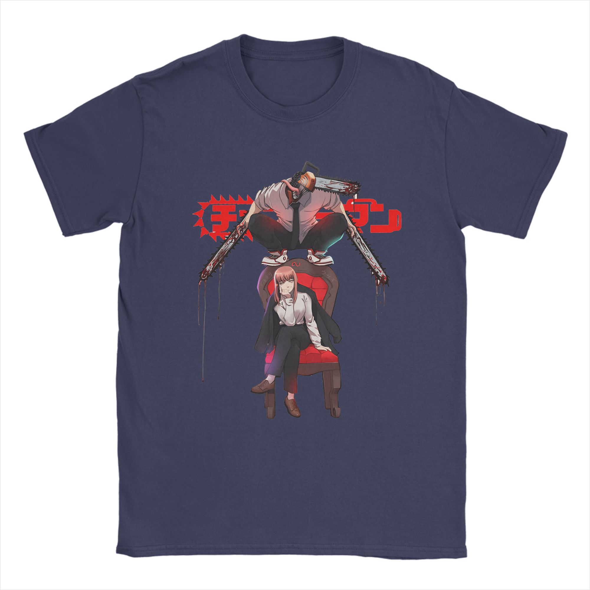 

Men T-Shirt Denji And Makima Chainsaw Man Japanese Anime Vintage Pure Cotton Tee Shirt Short Sleeve T Shirts Clothing Plus Size 4XL
