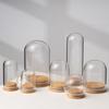 Customizable Modern Design Handmade Clear Glass Bell Jar Bell Dome Wooden Cork Base Tabletop Vase for Decorative Use DIY
