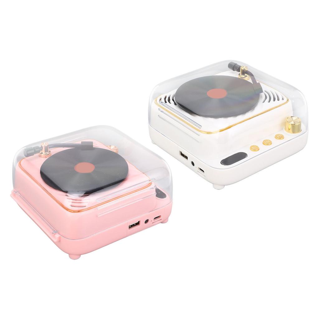 BT Speaker Retro Record Player Shaped Decorative Speaker for Bedroom Bedroom Gift 3.7V