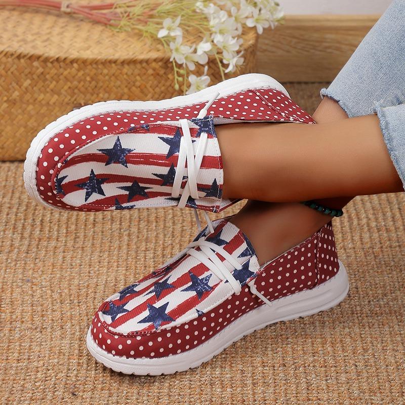 Plus-size Single Shoes Women's 2023 Spring New Star Stripe Low-top Pedaling Women's Shoes